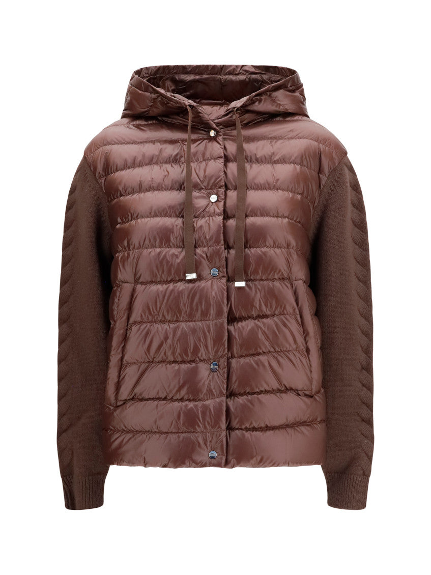 Brown Quilted Hood Jacket 1