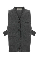 Grey Knitted V Neck Sweater 1