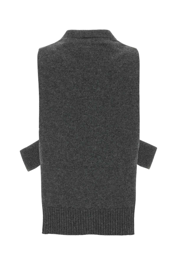 Grey Knitted V Neck Sweater 2