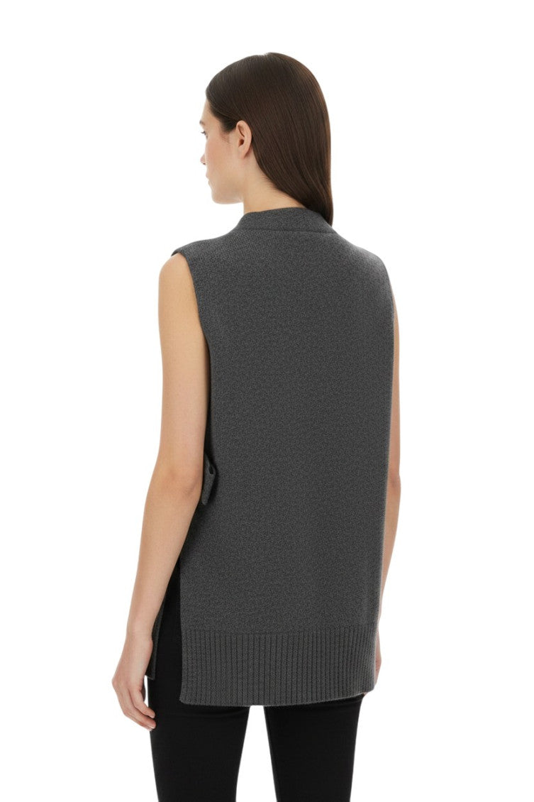 Grey Knitted V Neck Sweater 4