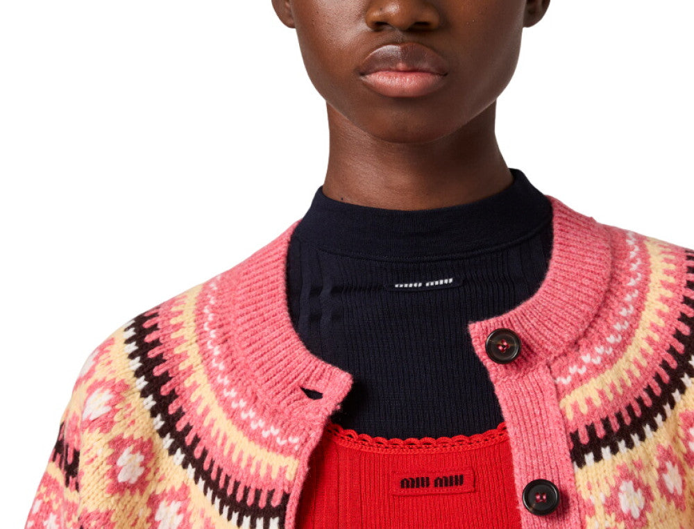 Pink Geometric Round Neck Sweater 2