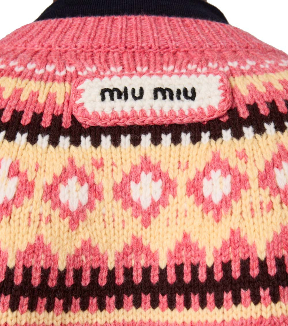 Pink Geometric Round Neck Sweater 3