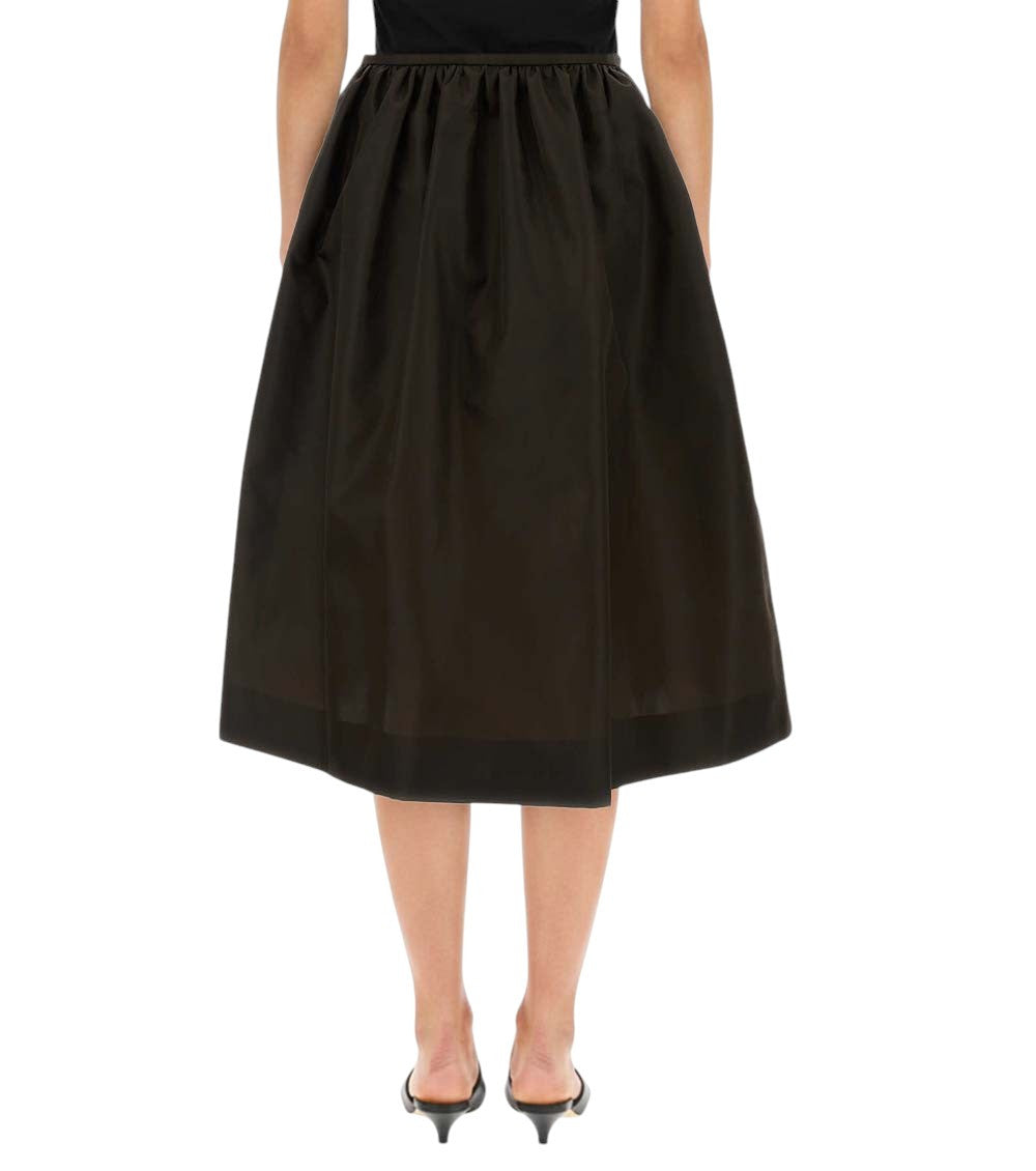 Brown Solid Calf Length Skirt 2