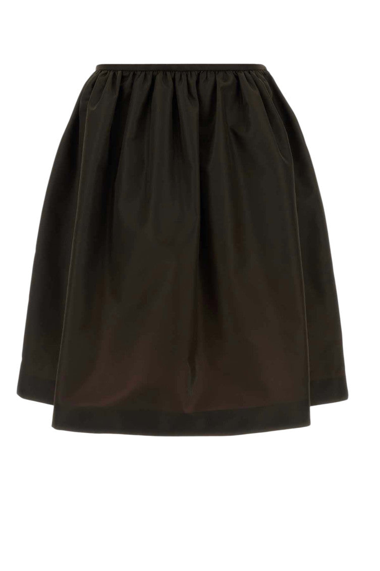 Brown Solid Calf Length Skirt 3