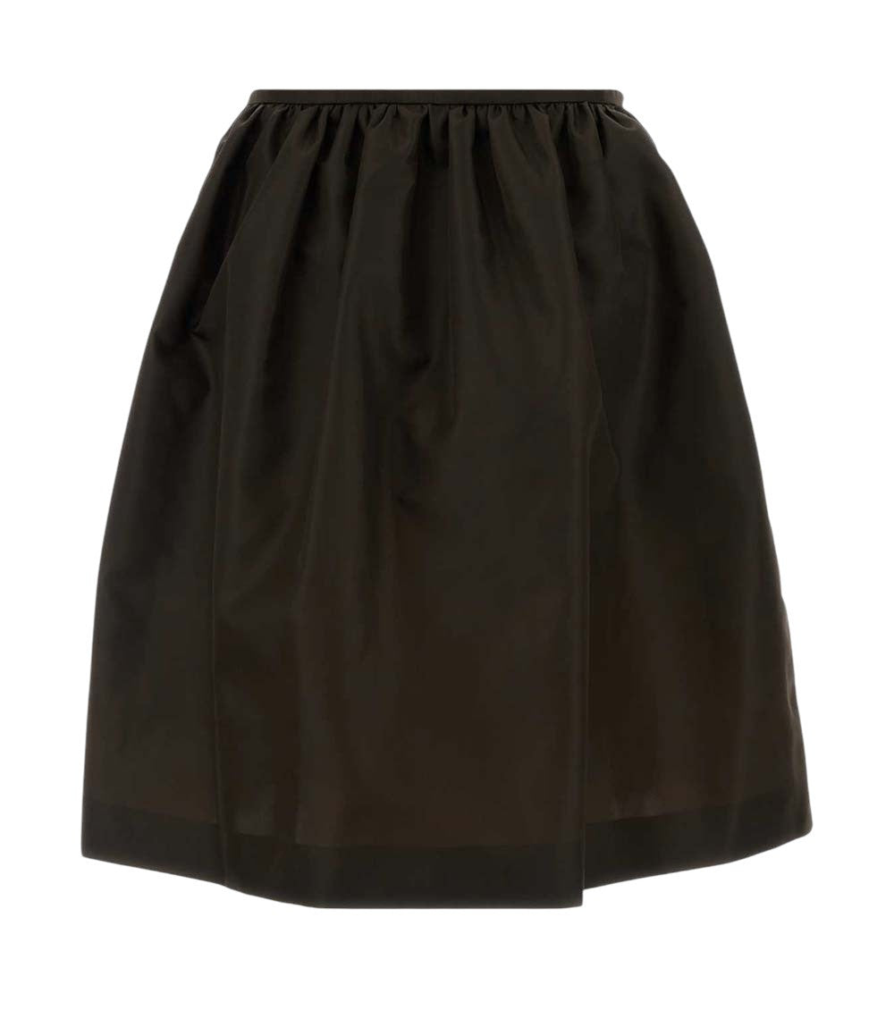 Brown Solid Calf Length Skirt 4
