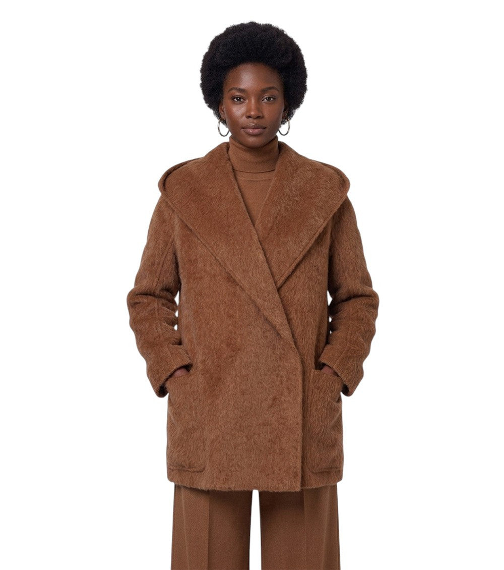 Brown Shawl Neck Trench Coat 1