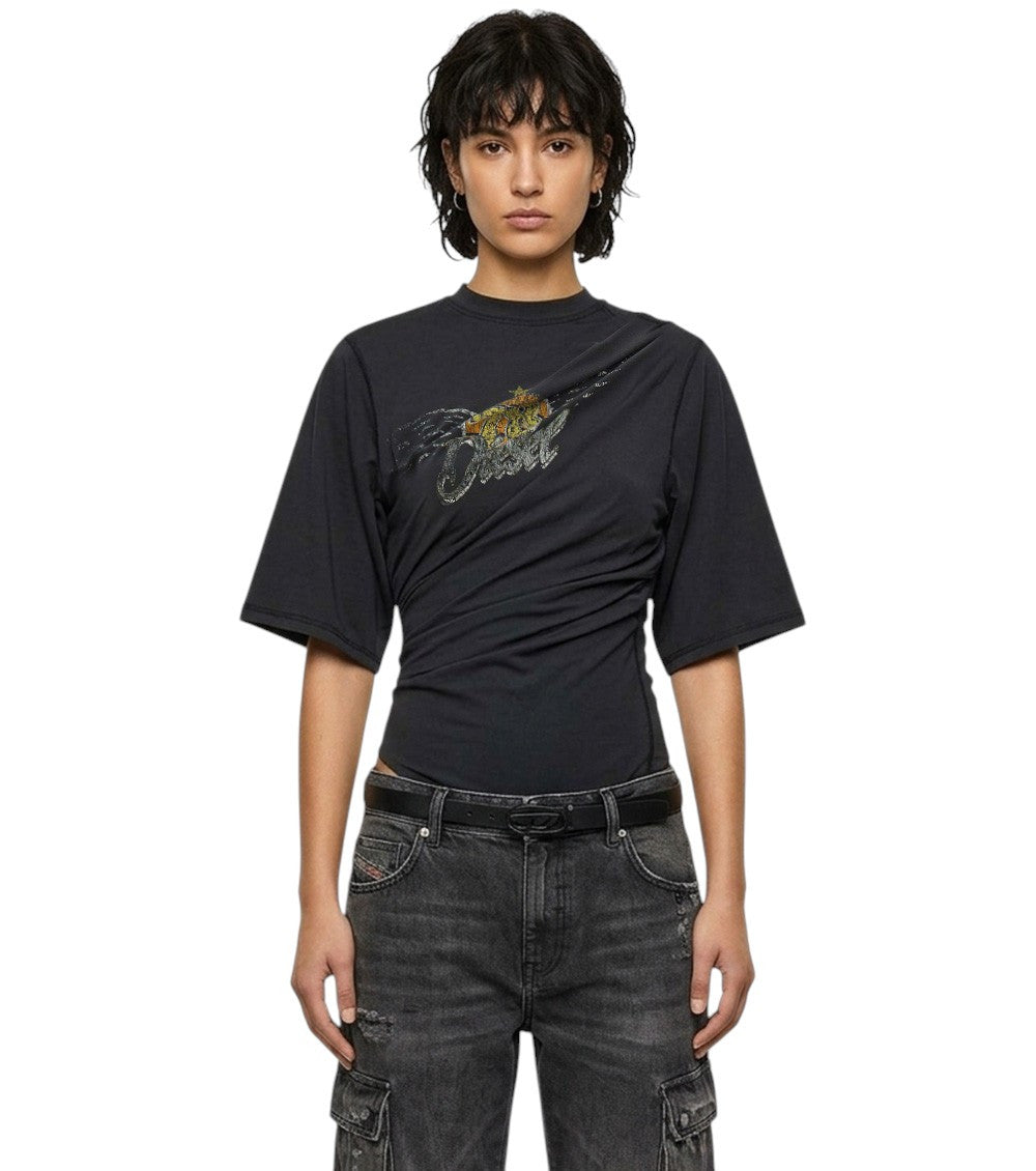 Black Graphic Crew Neck T-Shirt 1