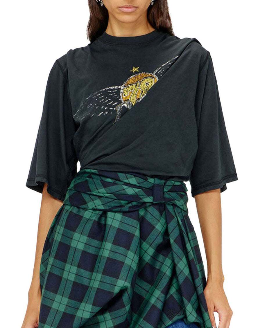 Black Graphic Crew Neck T-Shirt 3
