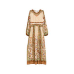 Beige Floral Round Neck Maxi Dress 1
