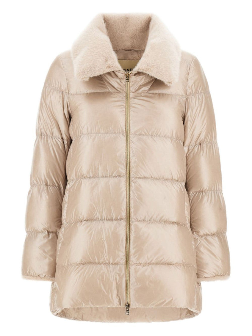 Beige Quilted Shirt Collar Jacket 1
