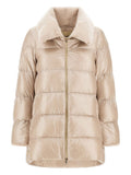 Beige Quilted Shirt Collar Jacket 1