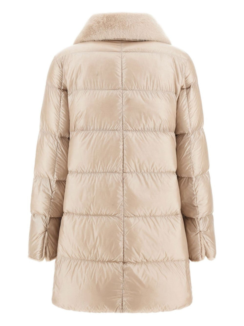 Beige Quilted Shirt Collar Jacket 2