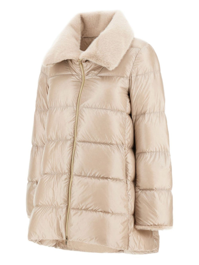 Beige Quilted Shirt Collar Jacket 3