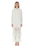 White Lace Shirt Collar Maxi Dress 1