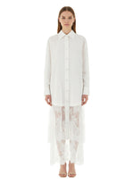 White Lace Shirt Collar Maxi Dress 1