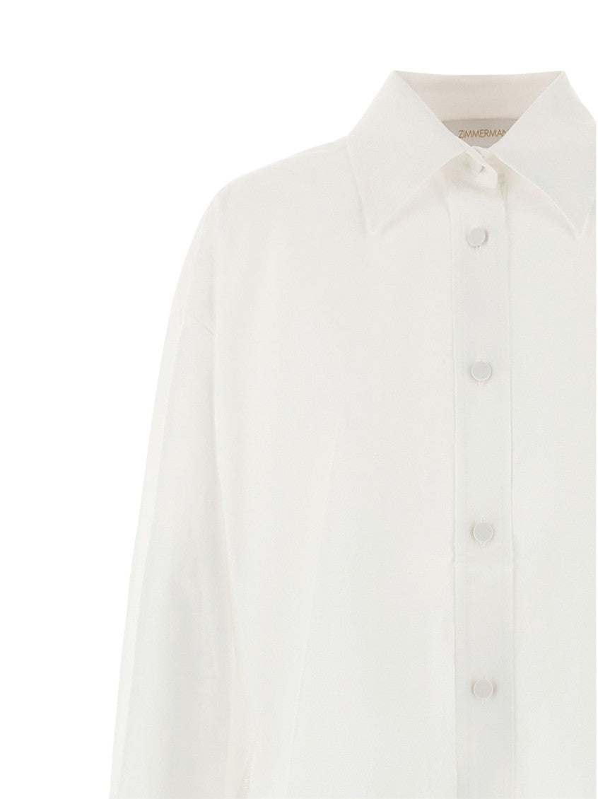 White Lace Shirt Collar Maxi Dress 3