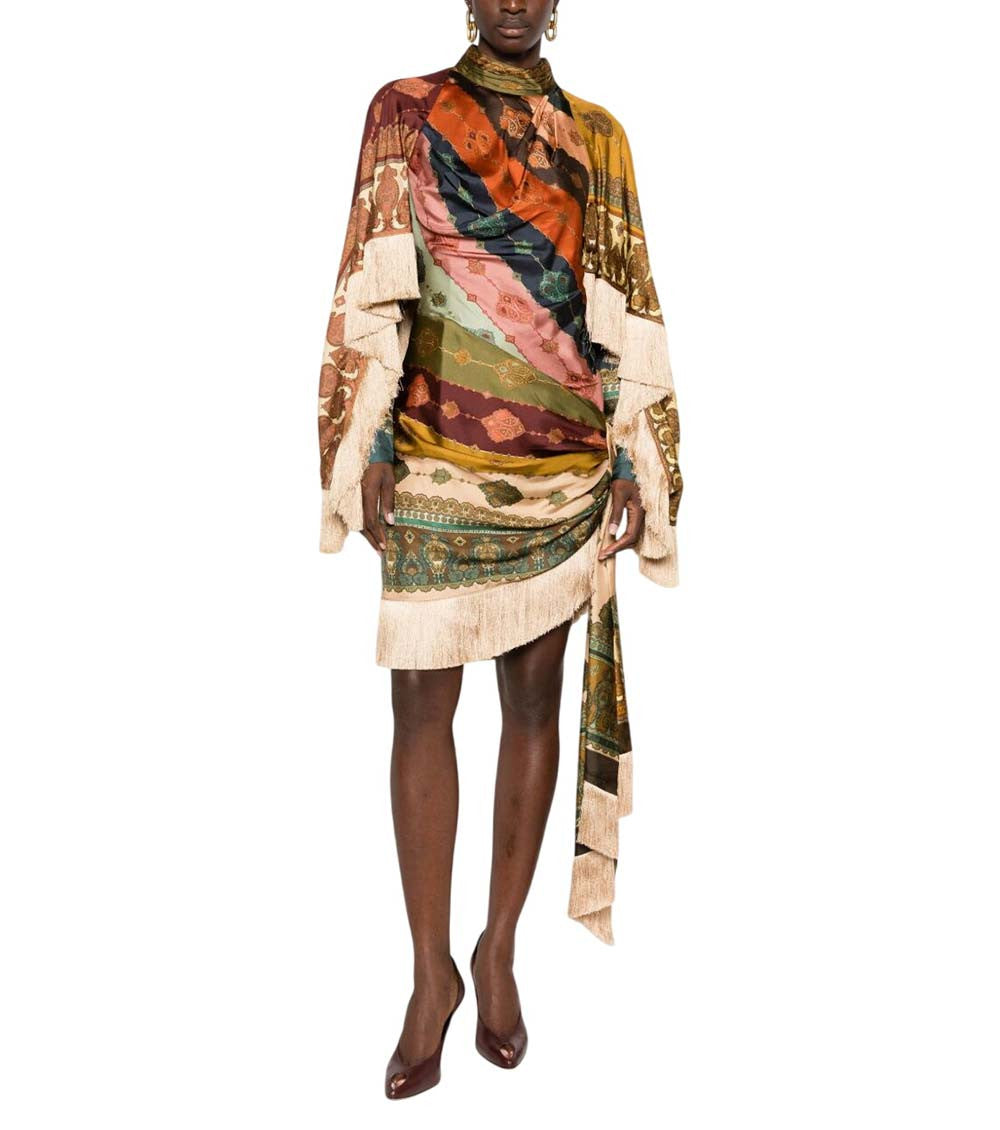 Multicolor Printed Turtle Neck Mini Dress 1