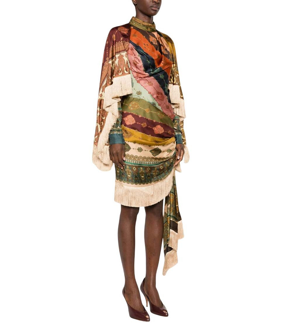 Multicolor Printed Turtle Neck Mini Dress 3