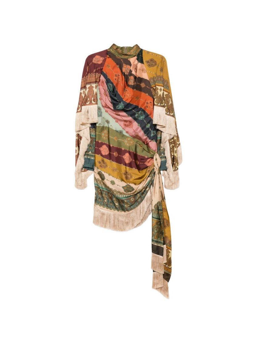 Multicolor Printed Turtle Neck Mini Dress 4