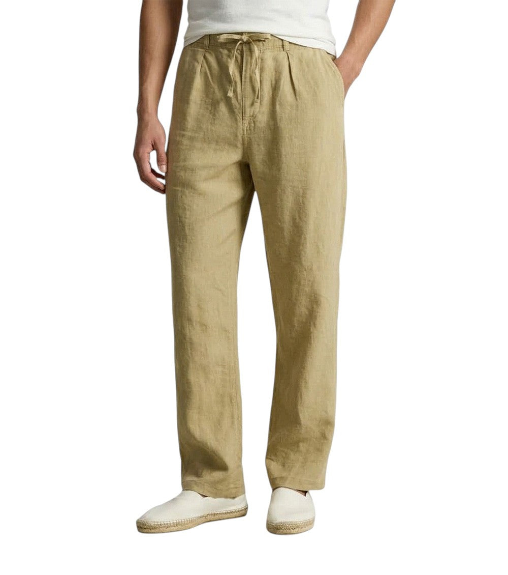 Beige Drawstring Trousers 1