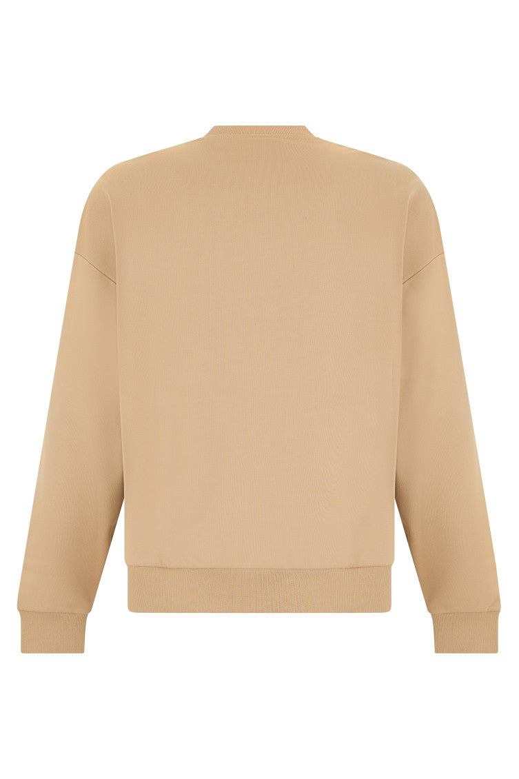 Beige Mock Collar Sweatshirt 2