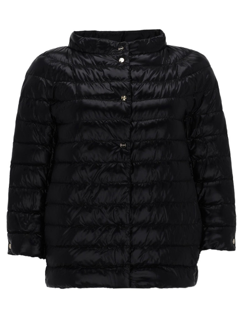 Black Quilted Mock Collar Jacket 1