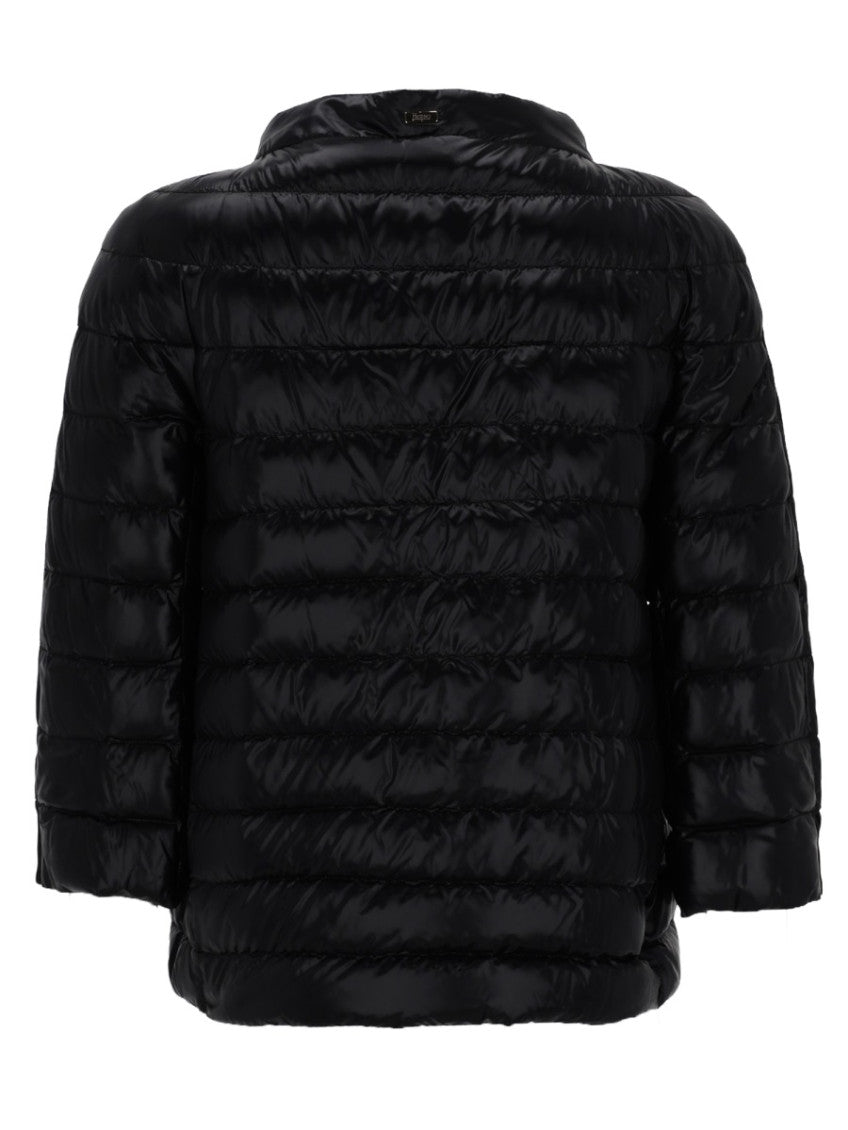 Black Quilted Mock Collar Jacket 2