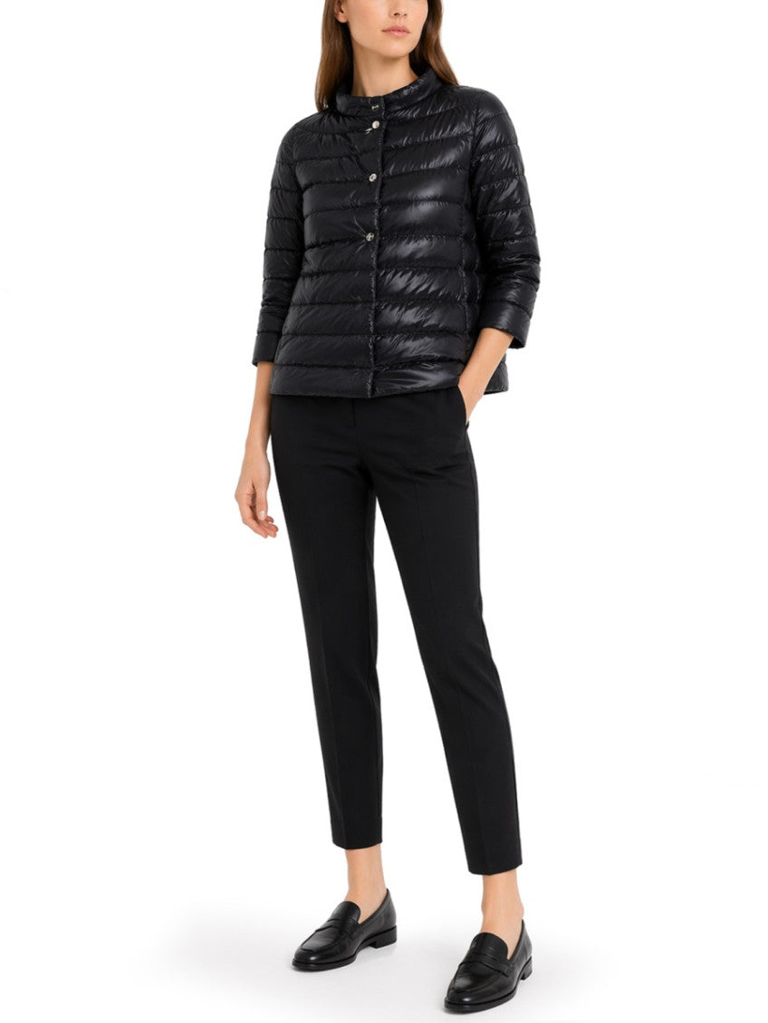 Black Quilted Mock Collar Jacket 3