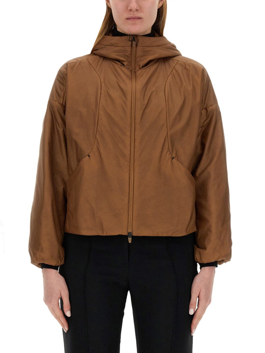 Brown Solid Hood Jacket 1