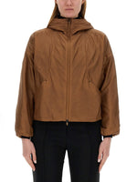 Brown Solid Hood Jacket 1