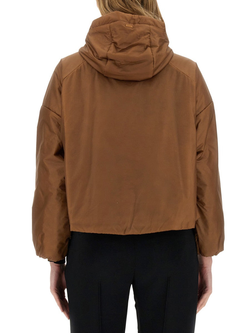 Brown Solid Hood Jacket 2