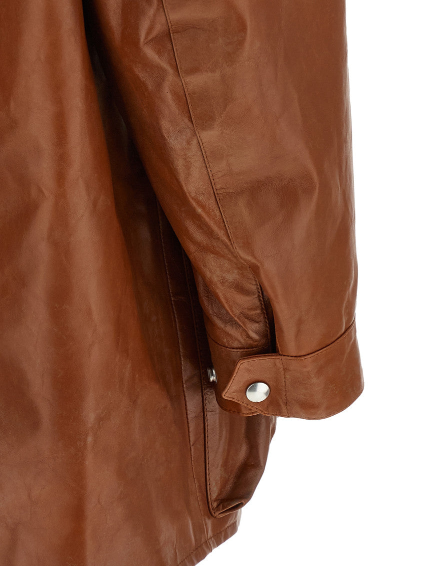 Brown Solid Band Collar Jacket 4