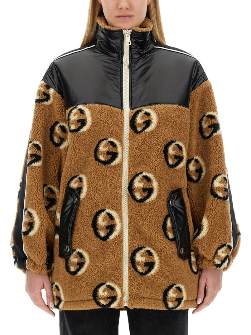 Beige Logo Mock Collar Jacket 1