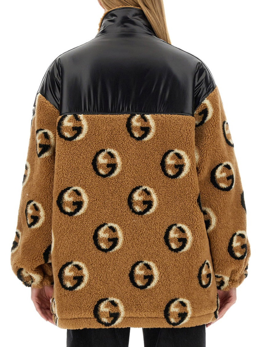 Beige Logo Mock Collar Jacket 2