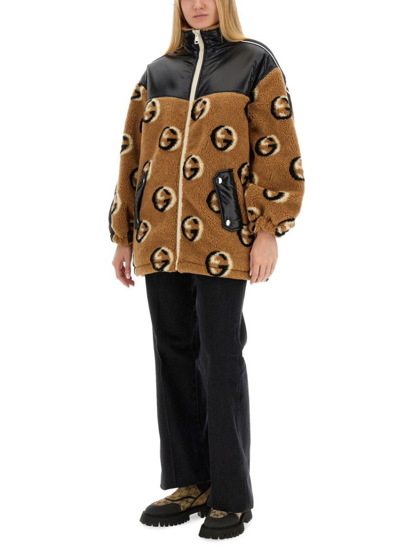 Beige Logo Mock Collar Jacket 3