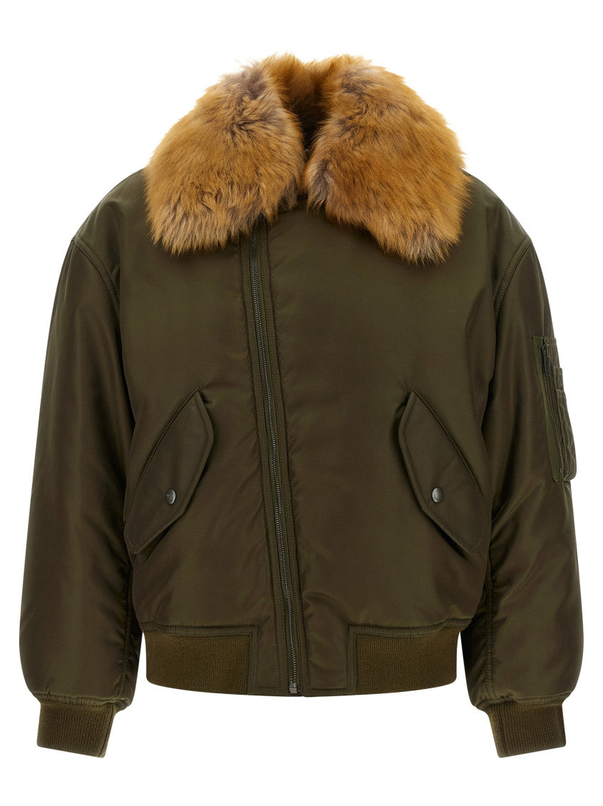 Green Solid Shirt Collar Jacket 1