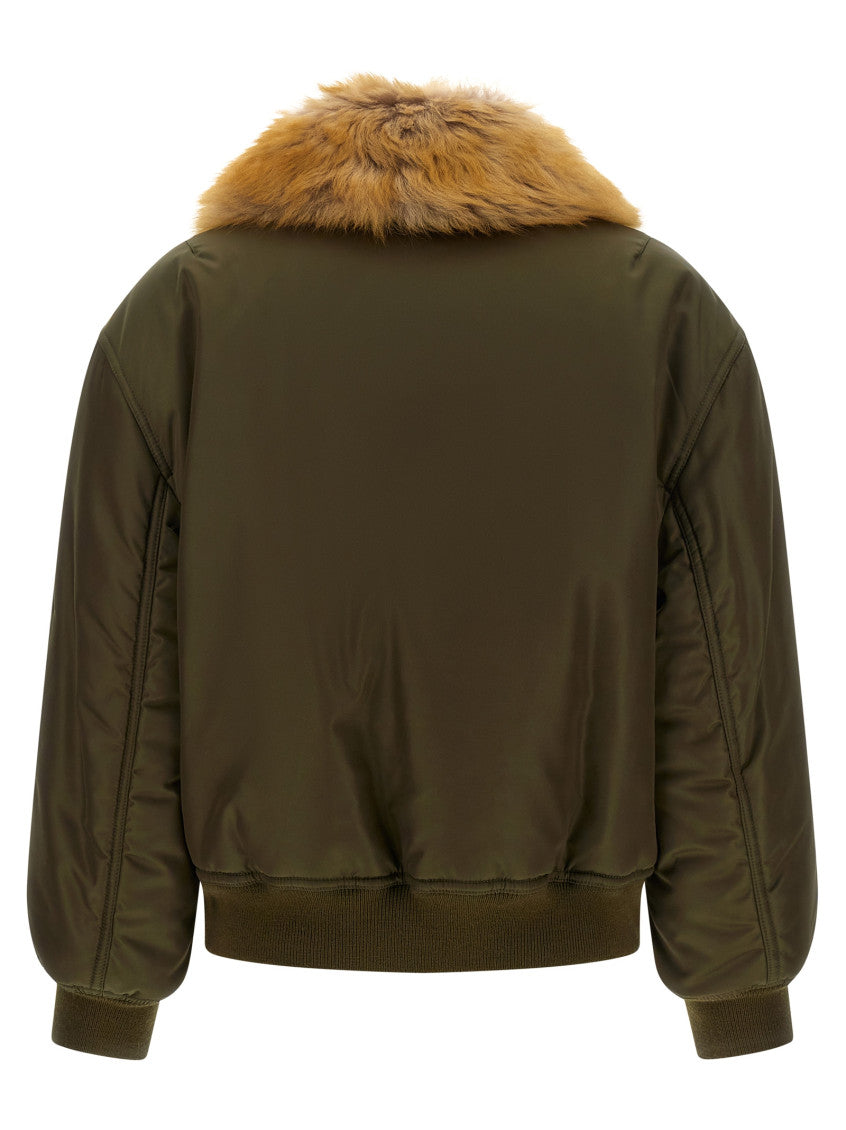 Green Solid Shirt Collar Jacket 3