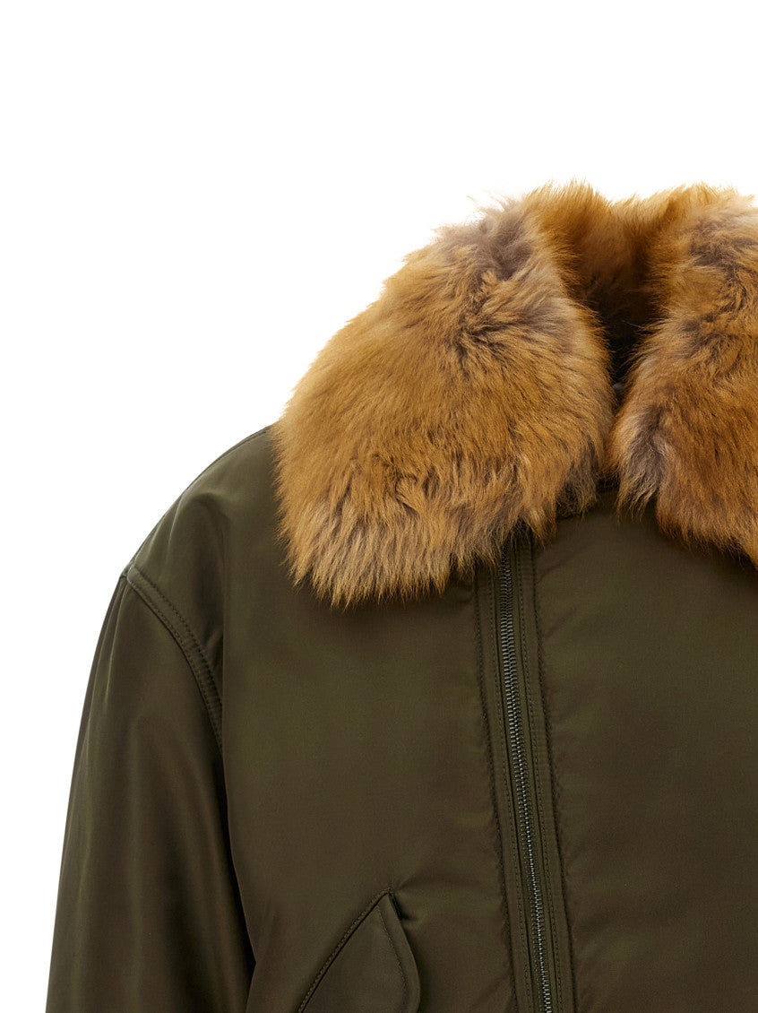 Green Solid Shirt Collar Jacket 4