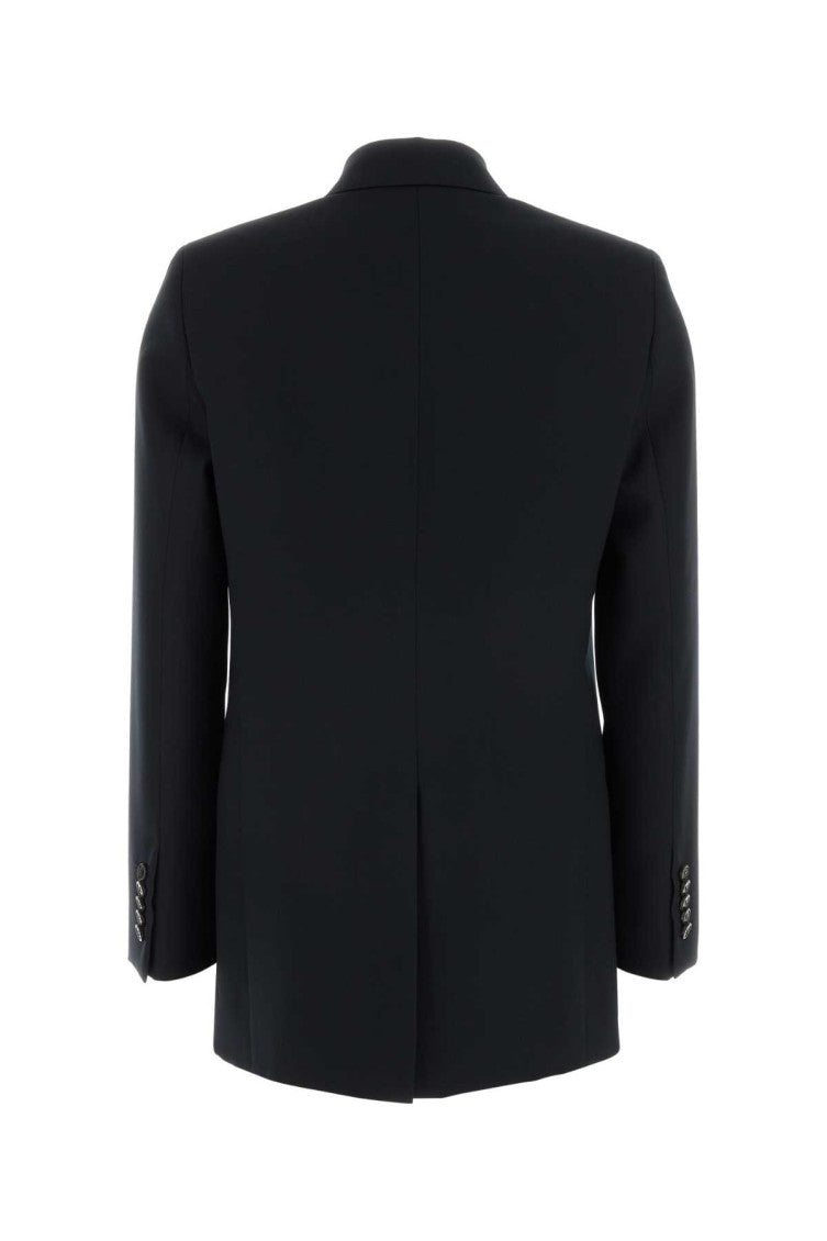Blue Solid Peaked Lapel Jacket 2