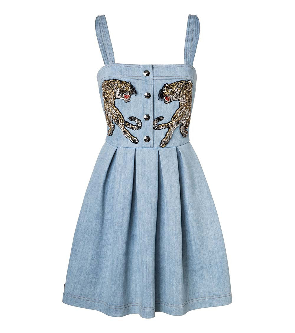 Blue Rhinestone Embellished Dress 1