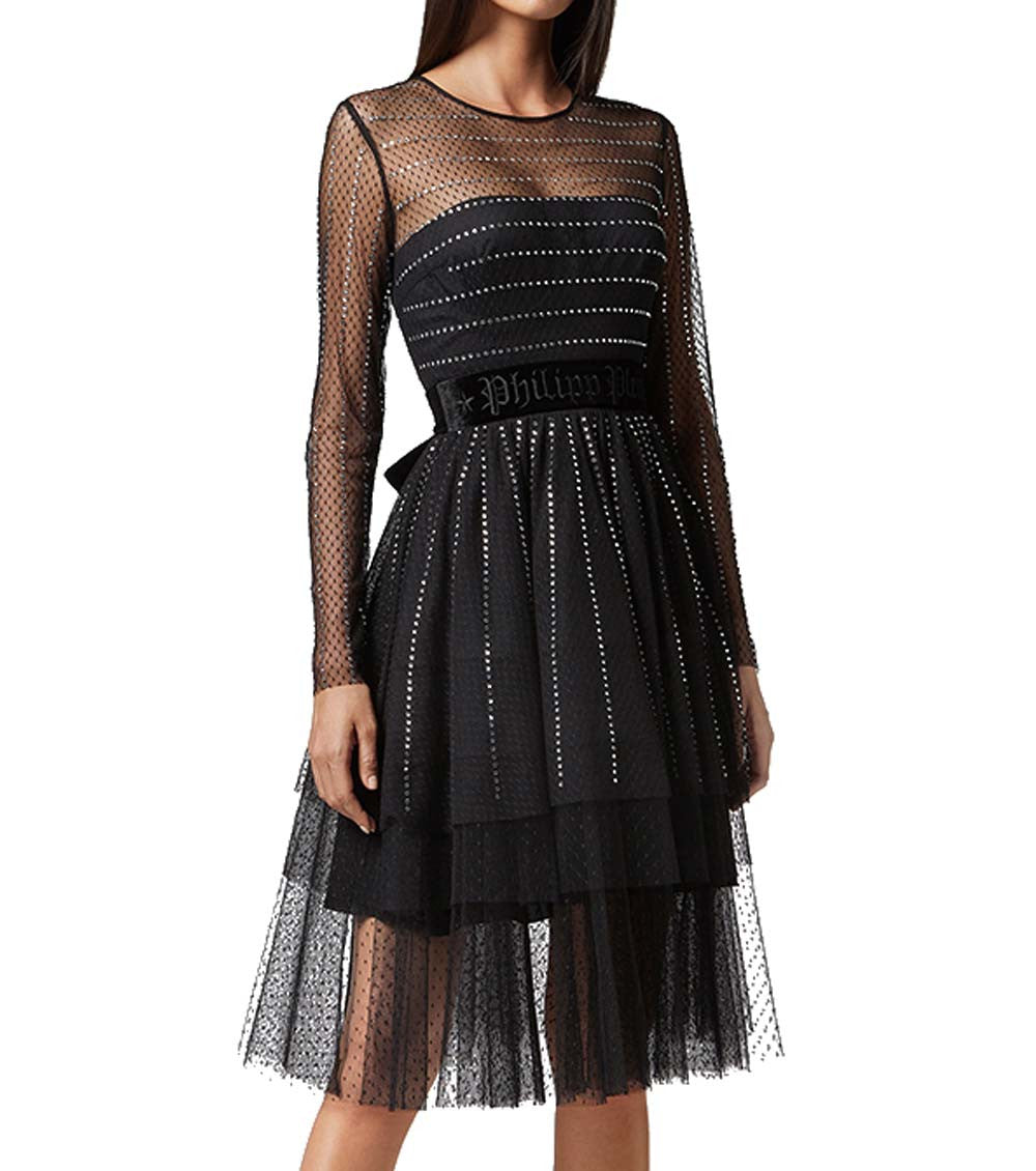 Black Tulle Crystal Dress 1