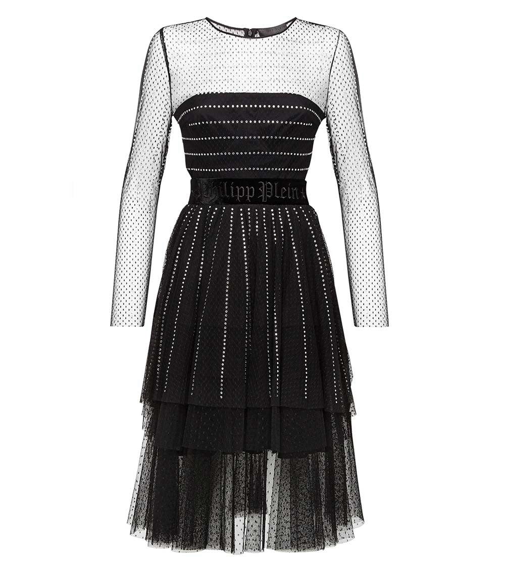 Black Tulle Crystal Dress 2