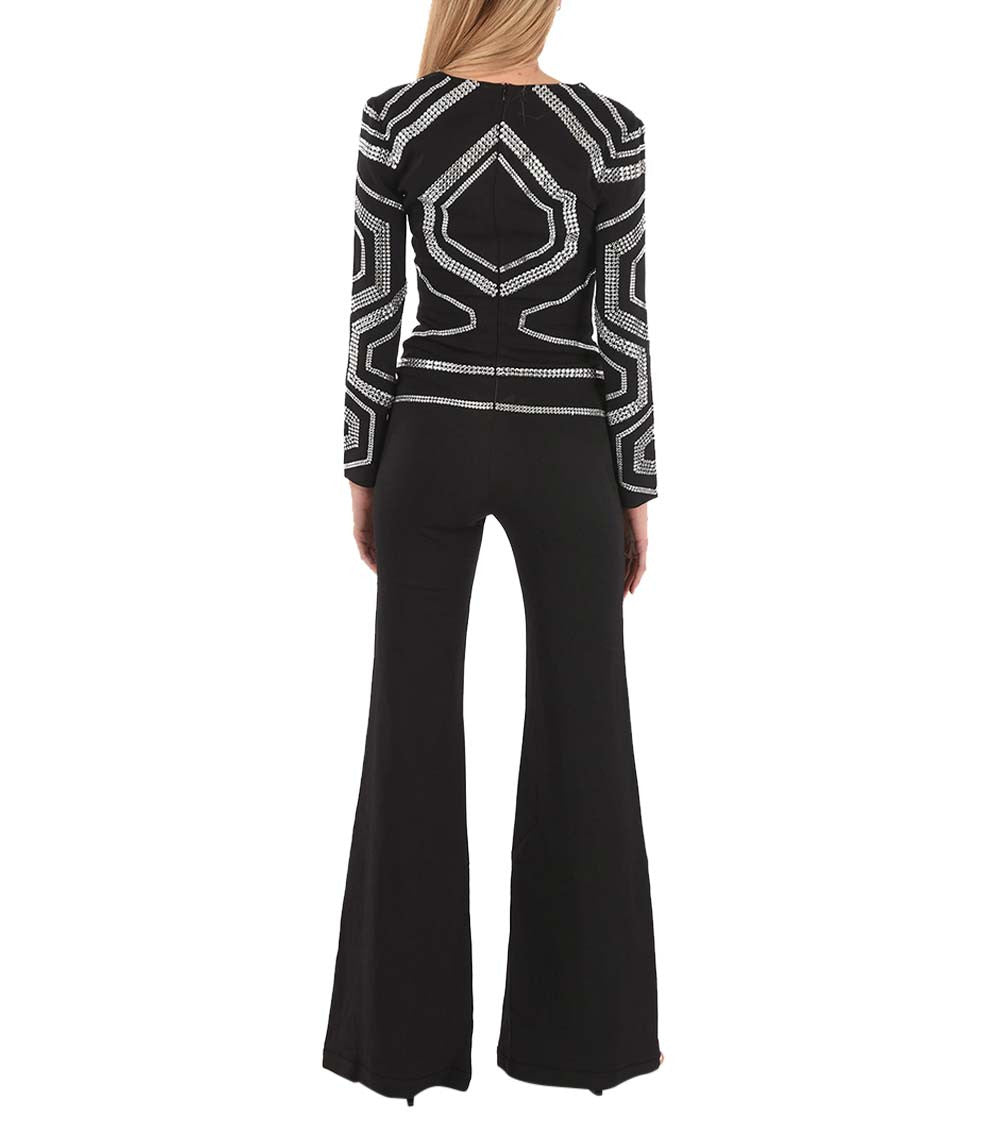 Black Rhinestone Geometric Jumpsuit 3