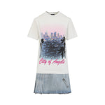 White Layered Mini Graphic T-Shirt Dress 1