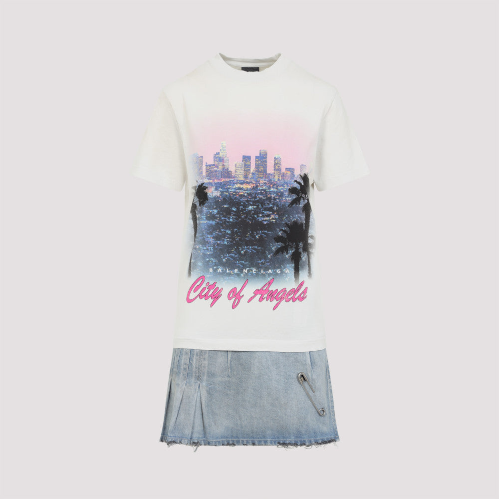 White Layered Mini Graphic T-Shirt Dress 3