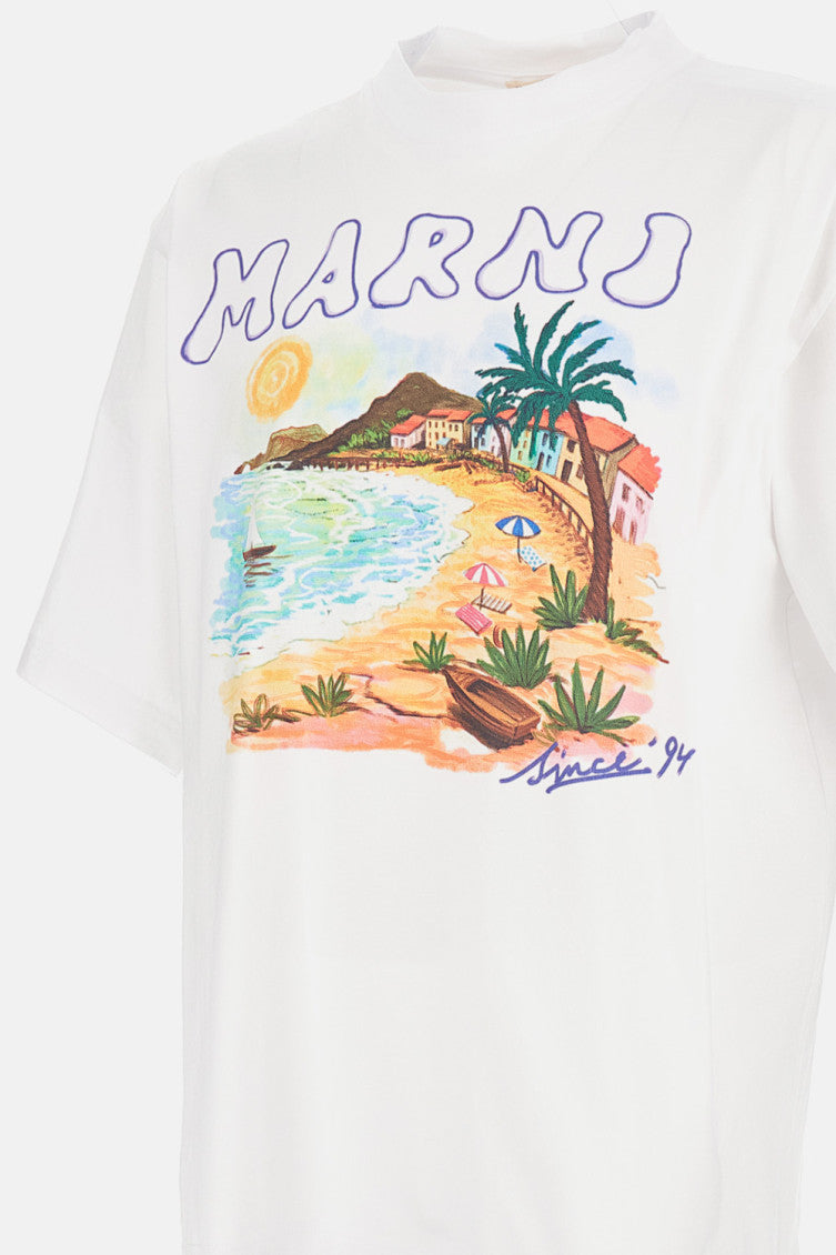 White Crewneck Printed T-Shirt 3