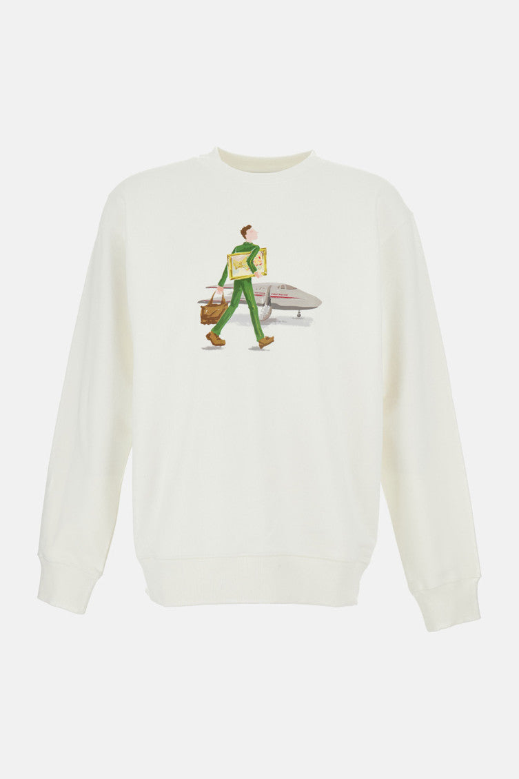 White Crewneck Graphic Sweatshirt 1