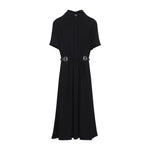 Black Belted Viscose Dress 1