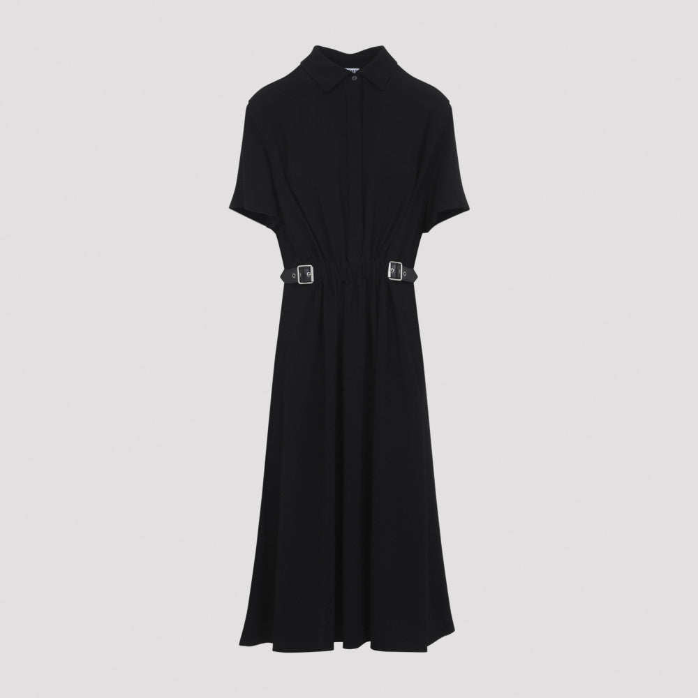 Black Belted Viscose Dress 2