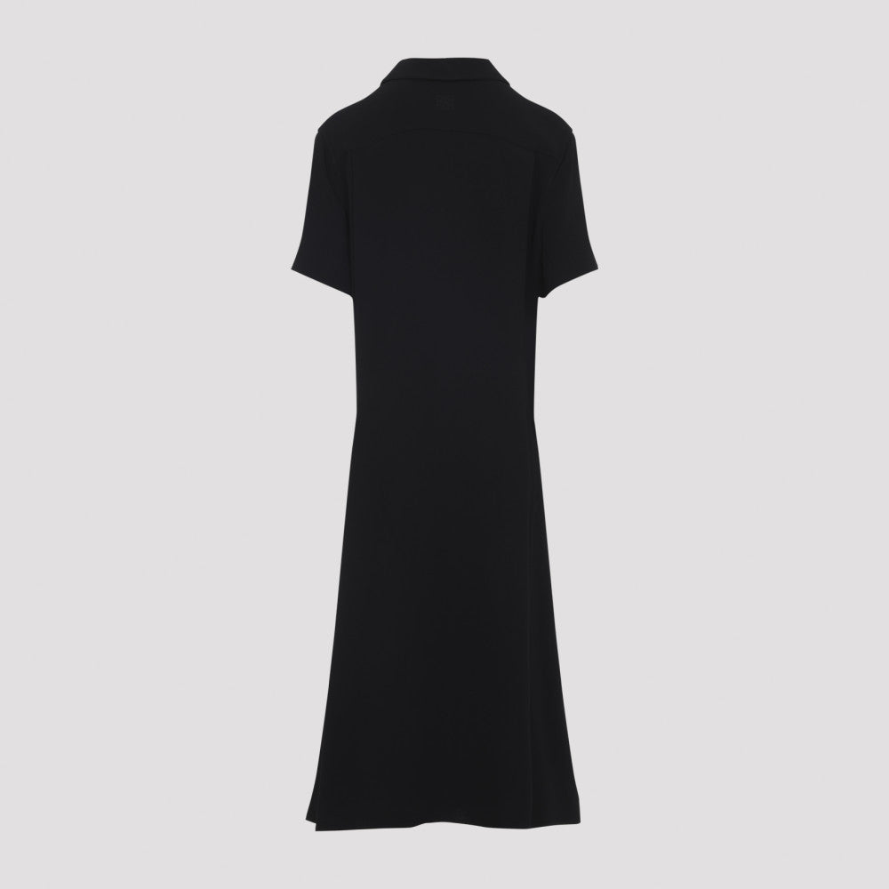 Black Belted Viscose Dress 4